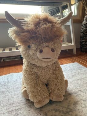 Plush Highland Cow Decorative Accent - Cream
